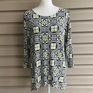 •Ruby Rd.• Three-Quarter Sleeve Patterned Top - Size Medium